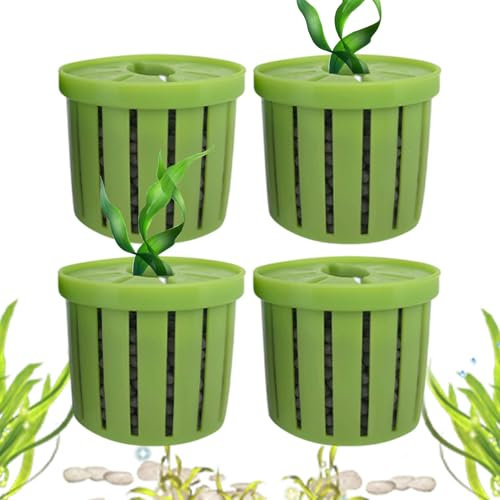 Macetas para Plantas de Acuario - Juego de 4 Unidades Hidropónicas para Pecera,Maceta Decorativa Estable y Porosa para Esquina, Estante o Pared