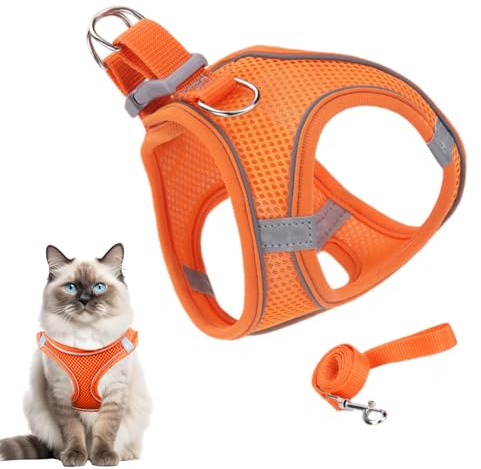 Harnais Anti-Fugue pour Chat,Veste Souple en Maille avec Bandes Réfléchissantes Sécurisées | Accessoires pour Chiens Et Chats Toutes Tailles Voyage Randonnée