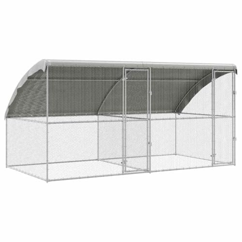 vidaXL Hühnerkäfig 2 STK. Silber 400 x 200 x 200 cm Verzinkter Stahl