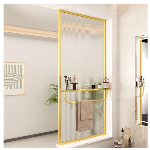 Moderner Shoji-Raumteiler Aus Glas Halbwandige Trennwände Aus Transluzentem Glas Für Den Badezimmereingang Trennwand Für Hotelbadezimmer(Gold,50x140cm(19.7x55 in))