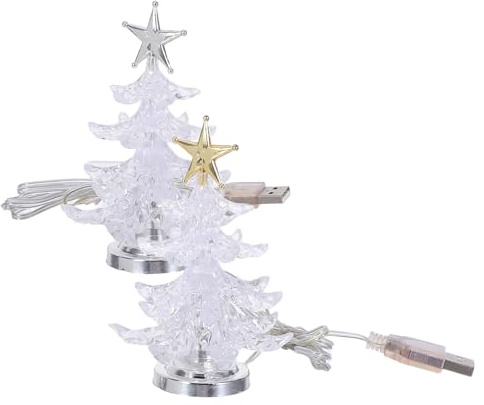 VALICLUD 2stücke Acryl Weihnachtsbaum Lampe Mit Farbwechsel Led Lichtern Tischdekoration Für Weihnachten Nachtlampe Mit USB Betrieb
