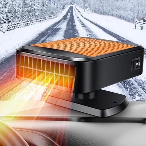 KQLHLHDYZ Chauffage de voiture, 12 V 200 W, chauffage portable 2 en 1 pour pare-brise de voiture, dégivreur avec prise allume-cigare