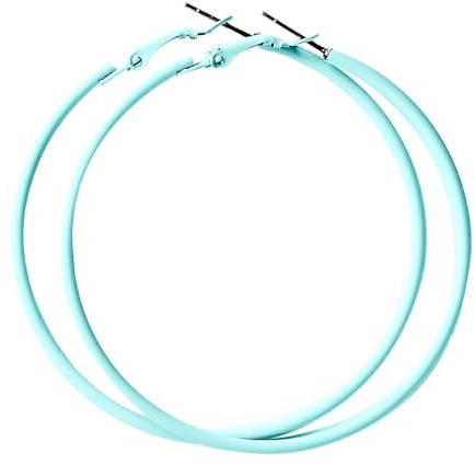 Creolen für Frauen, 60 mm, große Creolen aus Edelstahl, 80er- und 90er-Jahre-Stil, große Retro-Neon-Ohrringe, Party-Ohrhänger, Zubehör (Blue, One Size)