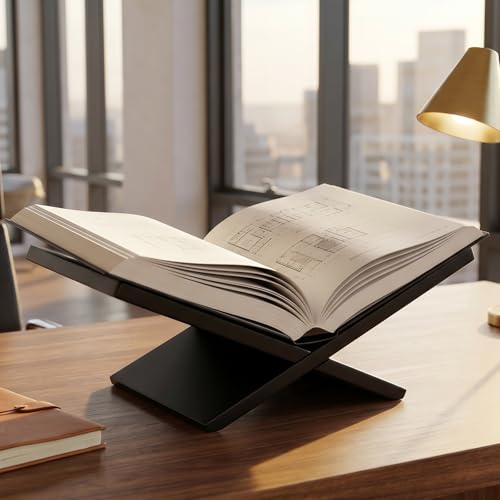 ZXBBTZ Buchständer Kreuzrahmen Holz Schwarz Edler Buchaufsteller für Coffee Table Books Leseständer Offene Ausstellen für Kochbücher Bibel Koran Zeitschriften Deko Bücherständer für Wohnzimmer Büro