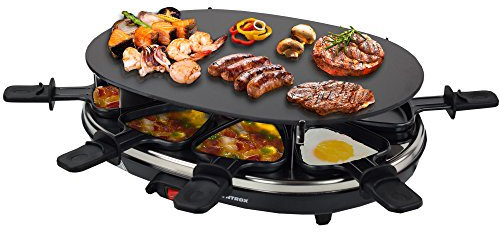 Syntrox Germany Design Glas Raclette Chur mit Glas-Keramik Grillplatte für 8 Personen Grill