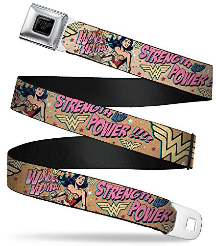 Buckle-Down Seatbelt Belt - Wonder Woman Strength & Power - 1.0 Wide - 20-36 Inches in Length
