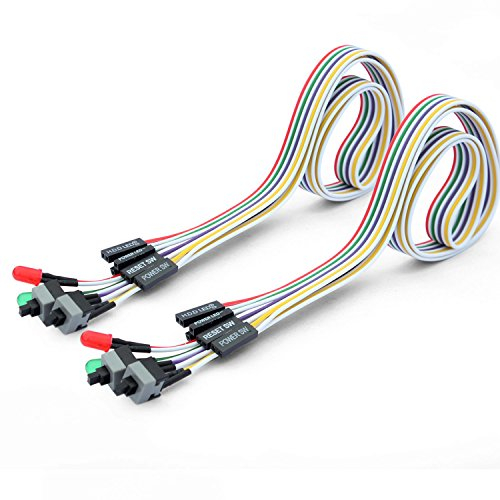 Ytian 2 Stück 4 in 1 PC Power Schalter Reset Festplatte Kabel LED Draht Montageset für Computer