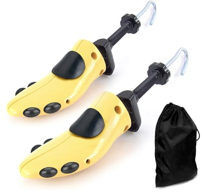 CuteHome Coppia di barelle per scarpe,Tendiscarpe ,Regolabile la Lunghezza e la Larghezza delle Scarpe,Uomo Giallo