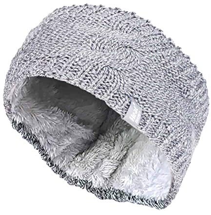 Heat Holders - Damen outdoor gestrickt strick thermo winter stirnband mit innen fleece (One Size, Grau)