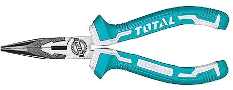 TOTAL - Alicate Boca Plana - 160 mm - Adecuado Para Electricistas - Agarre Firme de Piezas Pequeñas - Para Trabajos de Precisión - Fabricado en Cromo Vanadio - Mango Bimaterial