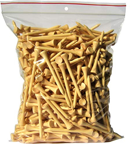 Premium Golf TEES - 70 mm (2 3/4) - 250 Stück - 100% Bambus - Farbe: Natur (lackiert) (1)