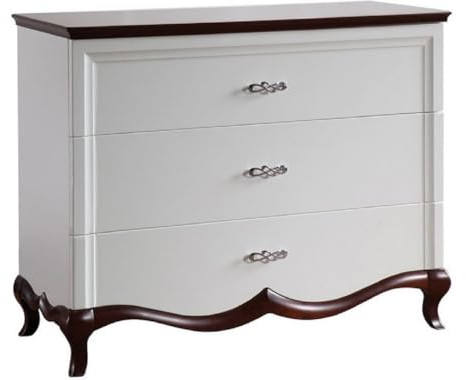 Casa Padrino Luxus Art Deco Kommode mit 3 Schubladen Weiß/Dunkelbraun 114 x 46,5 x H. 90,2 cm - Luxus Qualität