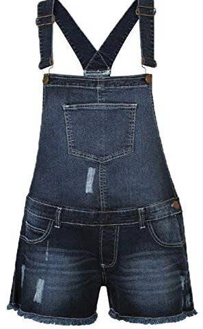 Womens Ladies Girls Dungarees Monika Jumpsuits Stretch Denim Jeans Short Dress Dark Blue UK 14