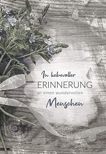 KE AV Hochwertige Trauer-Karte mit Umschlag, Beileids-Bekundung, Anteilnahme-Karte, DIN B6 Klapp-Karte für Beerdigungen, Blumenstrauss Motiv