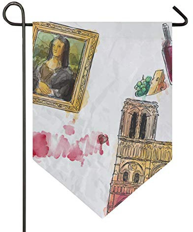 FANTAZIO Fantasio Mona Lisa Triumphbogen Gartenflaggen Premium Qualität Hofurlaub und saisonale Dekorationsflaggen für den Außenbereich - doppelseitig, Polyester, 1, 12x18.5in