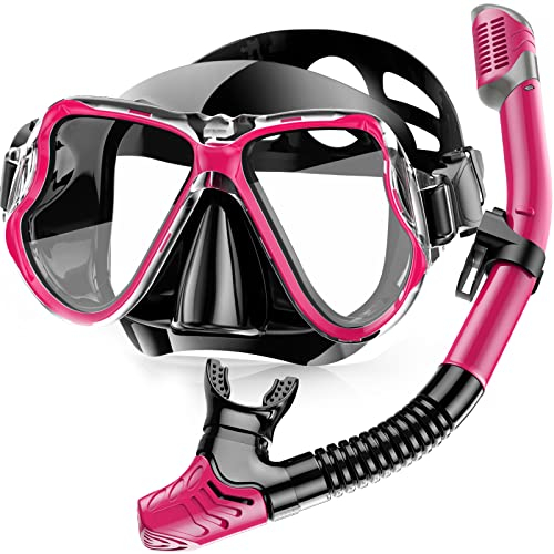 Karvipark Schnorchelset Erwachsene, Schnorcheln Set mit Taucherbrille und Dry Schnorchel, Anti-Leck & Anti-Fog Tauchmaske, Professionelle Schnorchel ausrüstung für Schnorcheln, Schwimmen und Tauchen