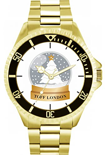 Toff London Weihnachts-Schneekugel-Uhr
