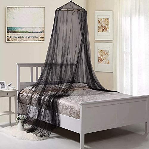 Moustiquaire de lit Noir, Ciel de lit Bebe, Grande moustiquaire lit Double Mosquito Net Chambre Tente Simple King Size Suspendu Moustiquaire Lit à Baldaquin pour Extérieur Jardin Balcon Camping
