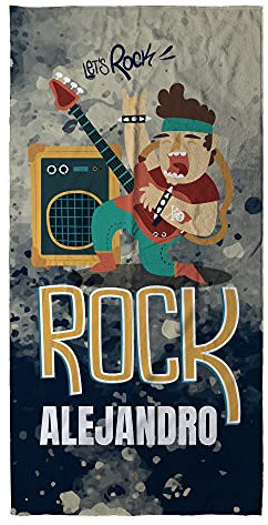 LolaPix Strandtuch Kinder. Personalisiert Strandtuch. Strand Badetuch mit Namen. Personalisierte Handtuch. Personalisierte Geschenke. Verschiedene Designs und Größen. Rock