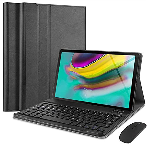 QYiD Custodia con Tastiera e Mouse per Galaxy Tab S6 10.5 2019, Slim PU Case [QWERTY English] Rimovibile Wireless Bluetooth Tastiera per Samsung Galaxy Tab S6 10.5 2019 SM-T860/T865/T867, Nero
