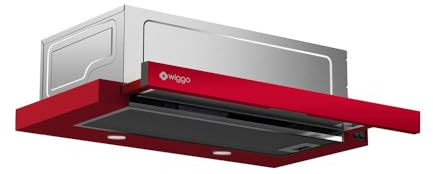 Wiggo Dunstabzugshaube 60cm WE-632R rot I Flachschirmhaube für Abluft oder Umluft Dunstabzug 300m³/h mit LED-Beleuchtung I Einbau-Dunstabzugshaube inkl. Fettfilter & 2× Kohlefilter