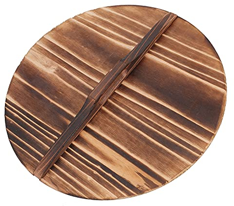 Luxshiny Universal Pot Lid Wood Frying Pan Cover Wooden Pot Cover Wooden Wok Lid Round Natural Wooden Lid Cast Iron Wok Pot Skillet Cover 28cm