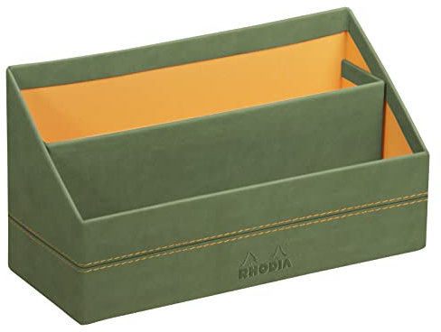 Rhodia 194608C - Briefablage 25x10x14cm, aus Kunstleder, elegant und praktisch, 1 Stück, Salbei