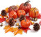 Briful Kunstpflanze Set Künstlicher Kürbis, Tannenzapfen, Künstliche Ahornblätter Herbstlaub, Gemischte Farbe für Halloween DIY-Herbstdekorationen