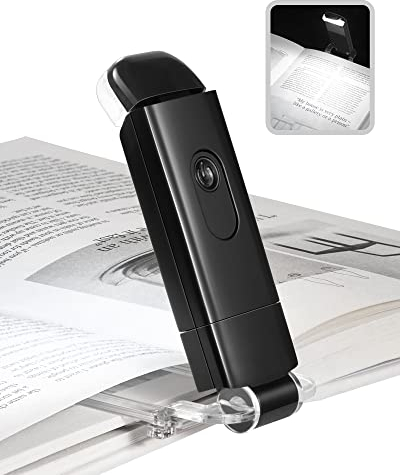 DEWENWILS Leselampe Buch Klemme, LED Klemmleuchte USB Wiederaufladbar Leselicht, 2 Einstellbare Helligkeitsstufen Buchlampe, Geschenk für Kinder und Bücherwürmer, Tageslicht