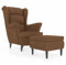 vidaXL Ohrensessel mit Hocker Armlehnen Fernsehsessel Polstersessel Loungesessel Wohnzimmersessel TV Sessel Ruhesessel Relaxsessel Braun Samt