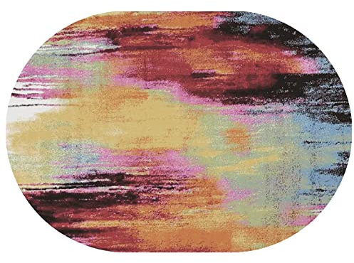 Rururug Teppich Oval Home Office großer Esszimmer Wohnzimmer Schlafzimmer Konferenzraum Trauzimmer, Kindergarten Teppiche,rot, gelb, grün, mehrfarbige Kunstdekoration, Oval 200 x 300 cm
