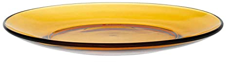 Acan Tradineur - Plato llano de vidrio, ligero y resistente, servir comidas, cenas, vajilla de cocina, apto para lavavajillas (Ámbar - Ø 23,5 cm)
