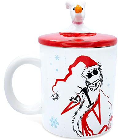 Nightmare Before Christmas Disney The Santa Jack Skellington Keramik-Kaffeetasse mit geformtem Deckel