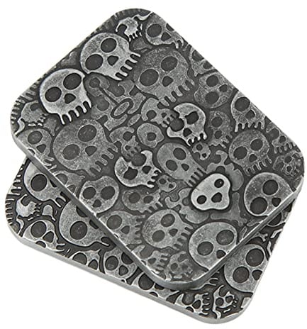 Wakects Fidget Slider Toy, tragbar, Metall, magnetisch, Push Slider mit Totenkopf-Motiv, für ADHS, Autismus, Angst, Stressabbau, 4,5 x 3,5 x 1 cm, Aufbewahrungstasche