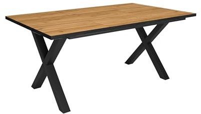 Skraut Home - Esstische | 8 Personen | 170 | Robust und stabil Dank Seiner Struktur und solide Beine | Ideal für Familienversammlungen | Eiche und Schwarze | Industrielles Stil