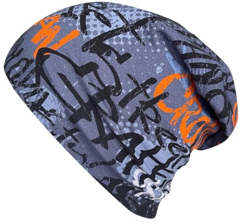 Wollhuhn ÖKO Jungen/Mädchen Bequeme Weiche Long Beanie/Mütze/Beanie-Mütze/Strickmütze/Kindermütze Jersey Gefüttert Übergangszeiten (Öko-Stoffe/Bio) (LB Skater Orange, M)