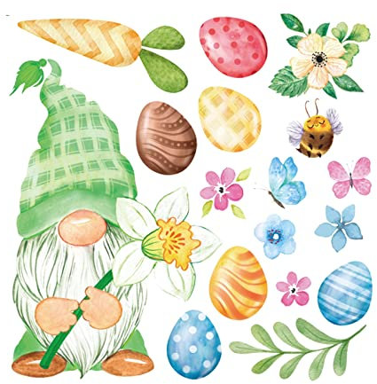 Gelb&Schwarz Motivierende Wandkunst Fensteraufkleber Glas Osterhase Zwerg Aufkleber Gesichtslos Deko Wandaufkleber Wandaufkleber Jungen Tapete (A, Einheitsgröße)
