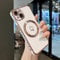 ZTOFERA Magnetic Case for iPhone 14+ / 14 Plus Compatible with MagSafe, Flexible Soft Silicone Protective Phone Case with Cute Love Heart Pattern Golden Rim Shockproof Bumper Cover, White