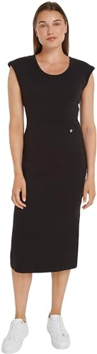 Tommy Hilfiger Damen Bodycon Kleid Slim Rib Midi-Länge, Schwarz (Black), S