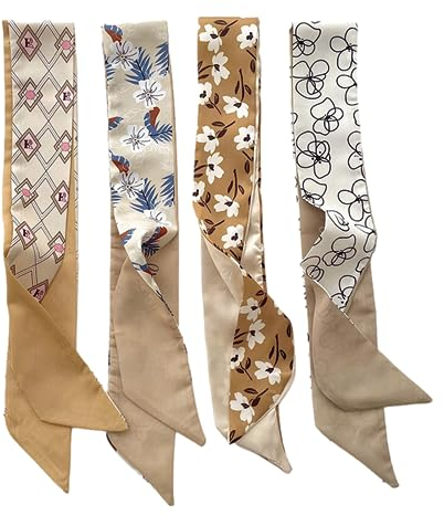 QTMY Twilly Schal für Taschen, Seide, Kopftuch für Haare, Handtasche, Damen, Schal, Band, Haar-Halstücher, modische Geschenke, 46 Stück, Schwarz, Normal