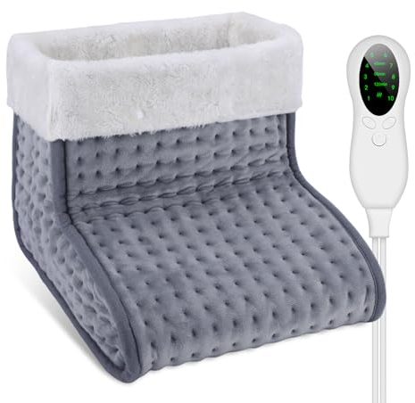 DEWEL Calentador de Pies Eléctrico Calentador Pies 90W 10 Niveles de Temperatura 30-60℃ Temporizador de 45/90/120min Calientapiés Eléctrico Forro Extraíble y Lavable hasta Talla de 46
