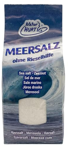Natur Hurtig Meersalz Fein 1 kg | Naturbelassen, unraffiniert und ohne Zusätze | Unbehandeltes feines Meersalz