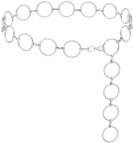 LIMHOO Metal Waist Chain for Women Chunky Belly Link Chain Belt for Dresses (Silver 1 XL)