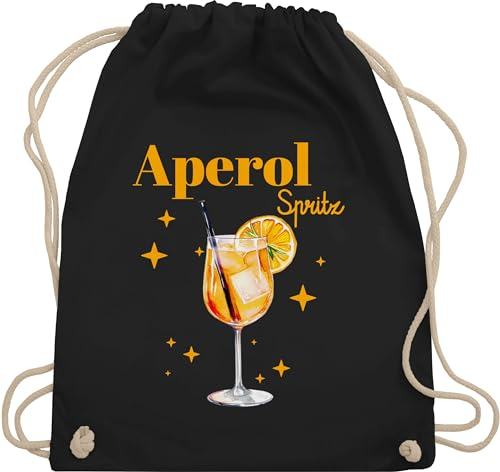 Turnbeutel Rucksack - Karneval & Fasching - Taschen - Aperol Spritz Kostüm I Aperoli I Aperollin Freundin Spritztour - Unisize - Schwarz - bin auf karnevalsbeutel faschings glas tasche