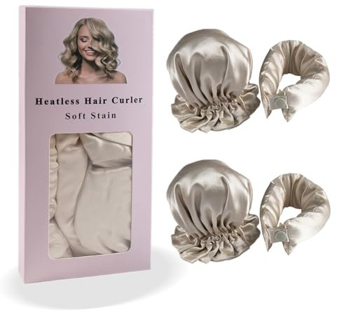 Yeria 2 Stück Lockenwickler Locken Ohne Hitze, Heatless Curls Hat Band Locken über Nacht Wave Formers über Nacht Lockenwickler über Nacht Heatless Hair Curler Rolls (Braun) (Aprikose, 2 Stück)