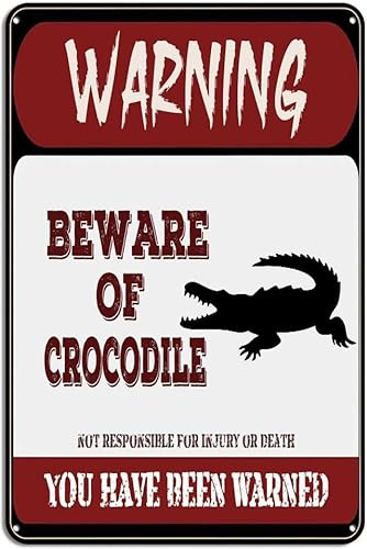 Geroclonup Blechschild Beware of Crocodile, Vintage-Design, Metallschild, Wandkunst, Dekoration, 20 x 30 cm, Blechschild für den Außenbereich