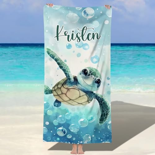 MJARTORIA Personalisiert Strandtuch Microfaser Badetuch mit Namen Kinder Damen, Beach Towel Handtuch Badetuch Stranddecke Schnelltrocknend für Reise Schwimmen Sauna Yoga Fitness