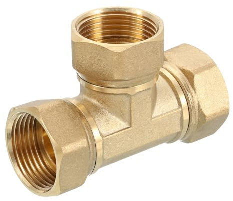 QUARKZMAN Messing T-Stück Schwenkverschraubung, 3/4 NPT (weiblich x weiblich x weiblich) 3-Wege T-Verbindungsstück Kupplung für Klimaanlage, Kälteanlage, Sanitär, 1 Stück