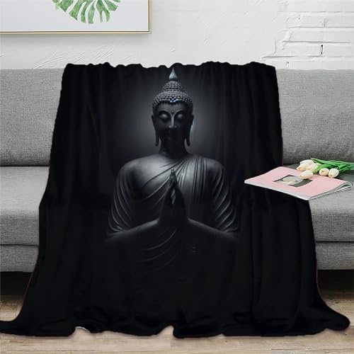 Buddha Flanell 3D Druck Sofadecke Buddha Kuscheldecke Weichen Flauschig Flauschig Warm Bett Decken Für Mädchen Jungen 80x90inch(200x230cm)