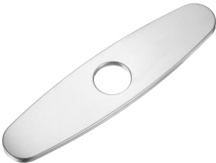 sourcing map 10 Inch Sink Faucet Hole Cover, Stainless Steel Oval Deck Plate Faucet Escutcheon Kitchen Sink Plate for 1 or 3 Holes Kitchen Bathroom Sink, Silver Tone